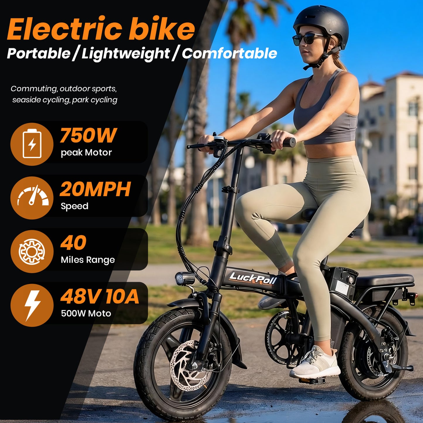 14-Inch Portable Commuter E-Bike Classic Peak Foldable Removable Battery Bicycle