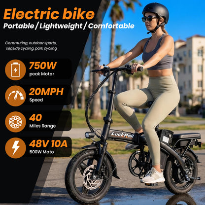 14-Inch Portable Commuter E-Bike Classic Peak Foldable Removable Battery Bicycle