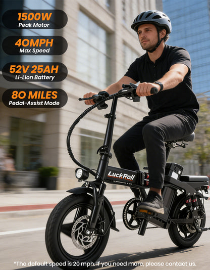 14-Inch Commuter Electric Bicycle for Adults 1000W Motor 60–80 Miles Range