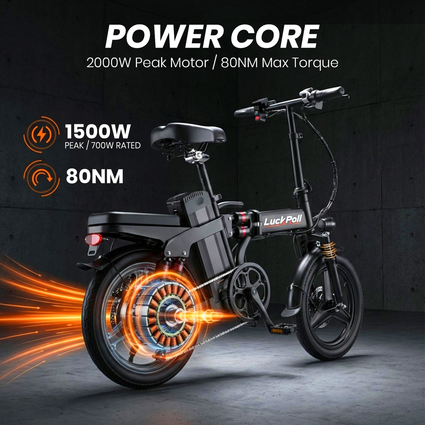 14-Inch Commuter Electric Bicycle for Adults 1000W Motor 60–80 Miles Range