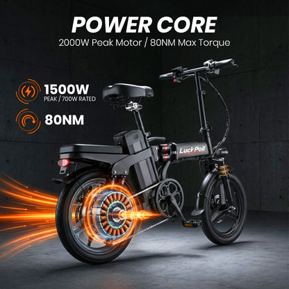 14-Inch Commuter Electric Bicycle for Adults 1000W Motor 60–80 Miles Range