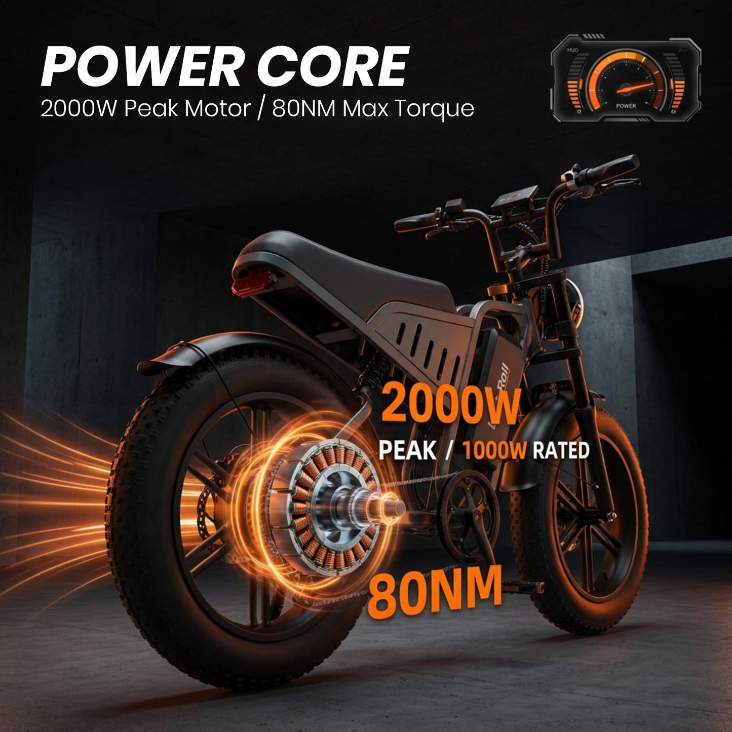 20-Inch Fat Tire Electric Dirt Bike 2000/1500W Moped with NFC & Password Unlock