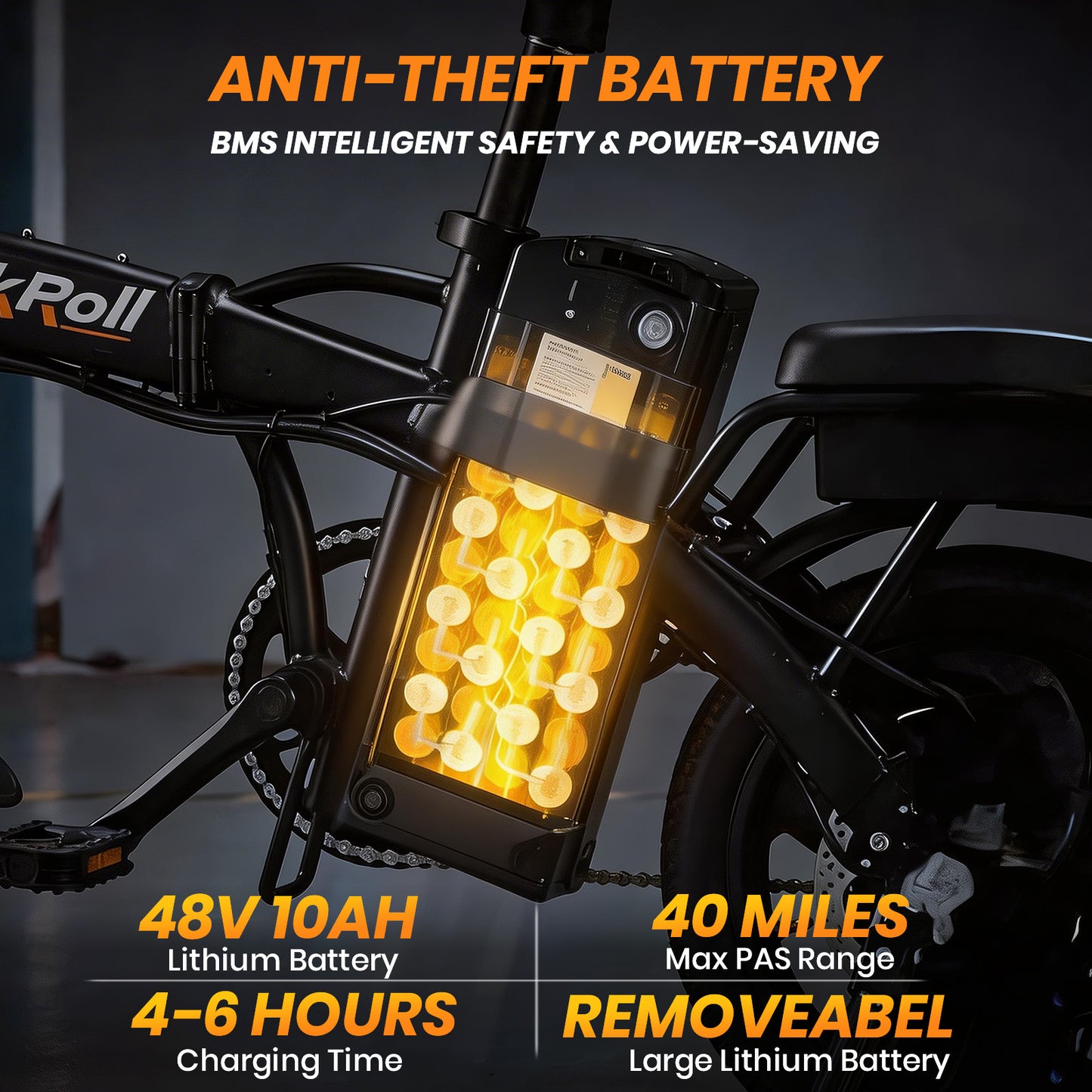 14-Inch Portable Commuter E-Bike Classic Peak Foldable Removable Battery Bicycle