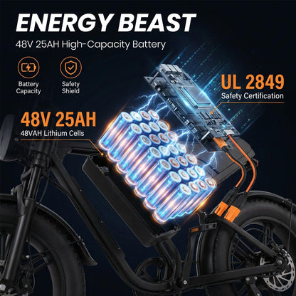 20-Inch Fat Tire Electric Dirt Bike 2000/1500W Moped with NFC & Password Unlock