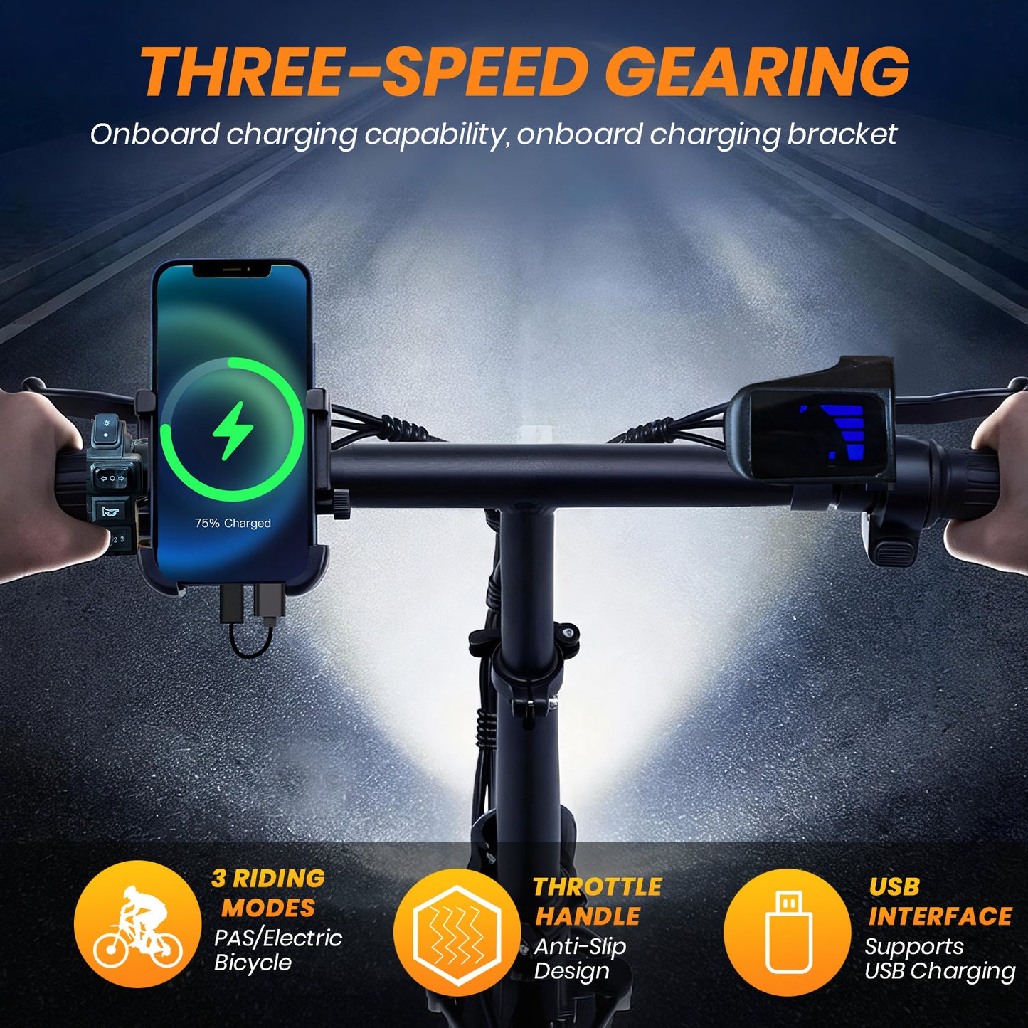 14-Inch Portable Commuter E-Bike Classic Peak Foldable Removable Battery Bicycle