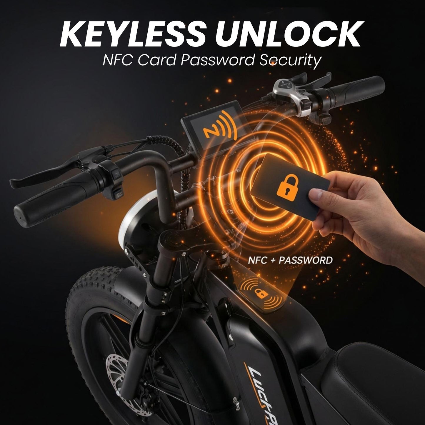 20-Inch Fat Tire Electric Dirt Bike 2000/1500W Moped with NFC & Password Unlock