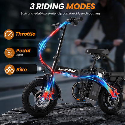 14-Inch Portable Commuter E-Bike Classic Peak Foldable Removable Battery Bicycle