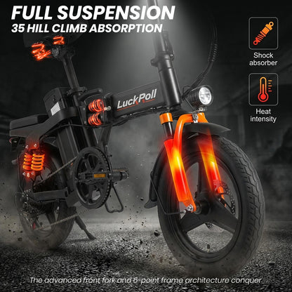 14-Inch Commuter Electric Bicycle for Adults 1000W Motor 60–80 Miles Range