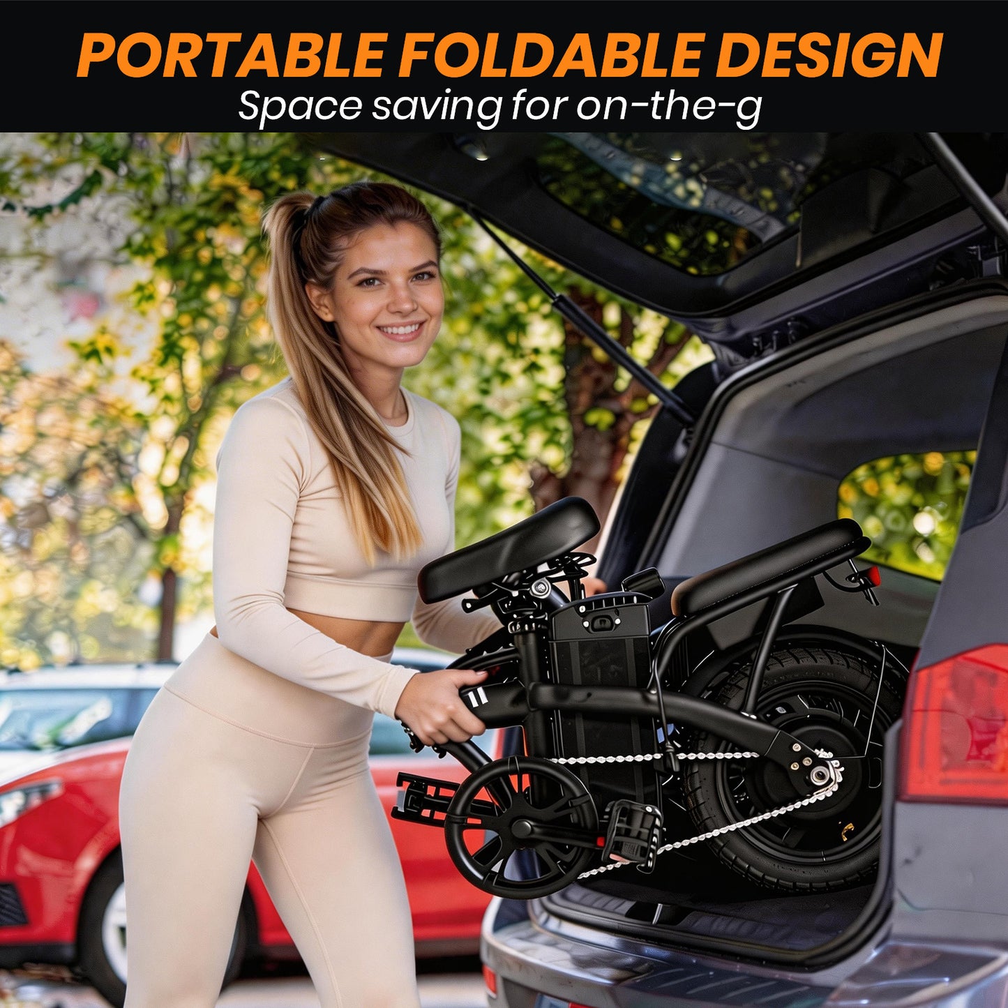 14-Inch Portable Commuter E-Bike Classic Peak Foldable Removable Battery Bicycle